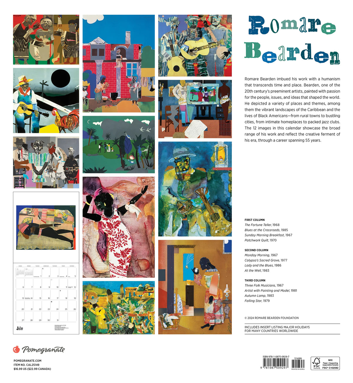 Romare Bearden 2025 Wall Calendar