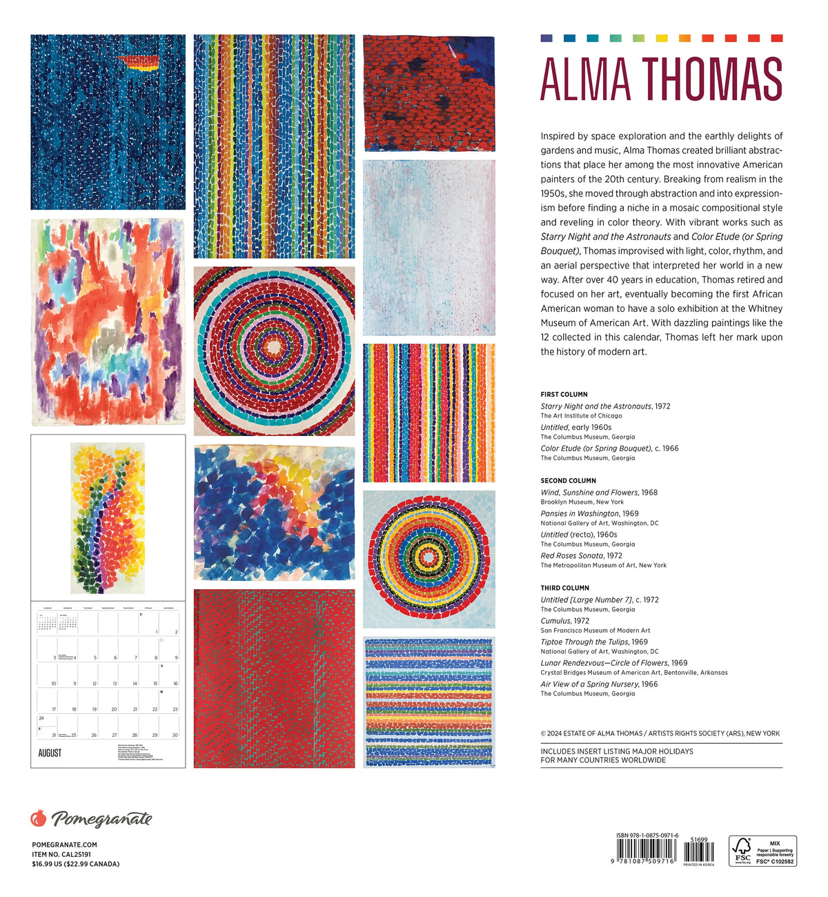 Alma Thomas 2025 Wall Calendar