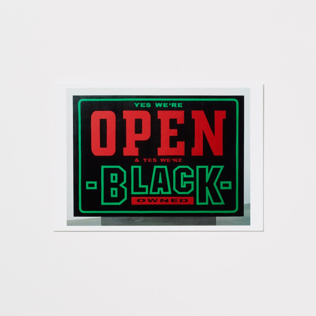 Lauren Halsey yes we're open and yes we're black owned, 2021 Postcard