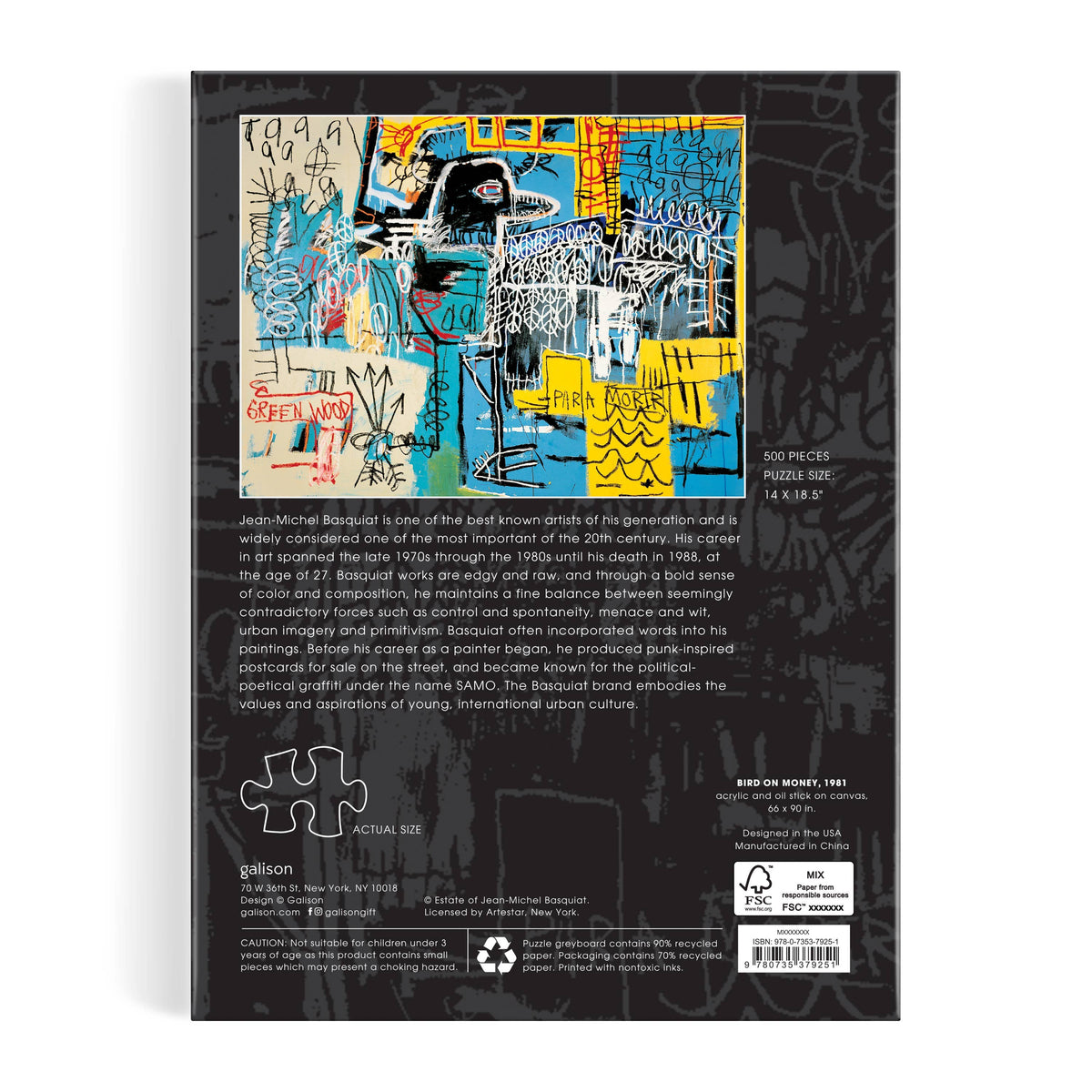 Jean-Michel Basquiat Bird on Money 500 Piece Book Puzzle